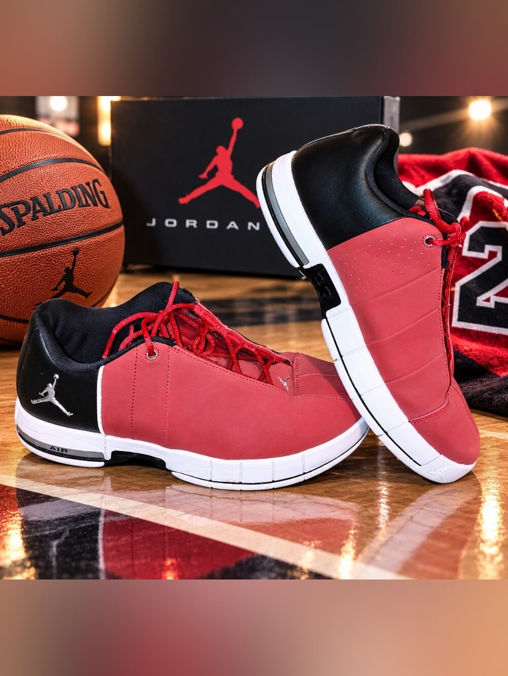 Team Elite Jordan Men's Red and Black Athletic Sneakers Size 8